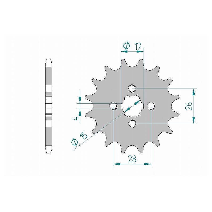 AFAM (アファム) Fスプロケット 420-14 APE50/DX 01-06/MAGNA50 95-03/ST50SDAX 95-/XR100MOTARD 05-06 20104-14 |  | 01