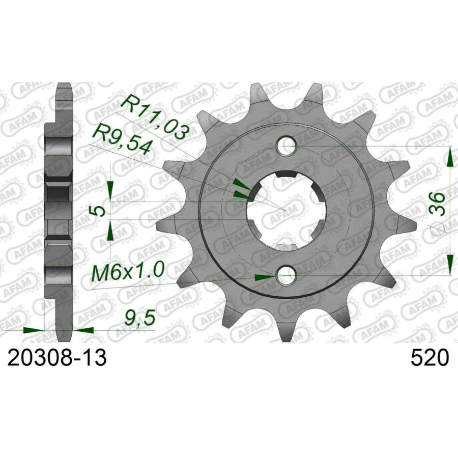 AFAM (アファム) Fスプロケット 520-13 C45鋼スチール CR250 TRX250 CR450 20308-13 |  | 01