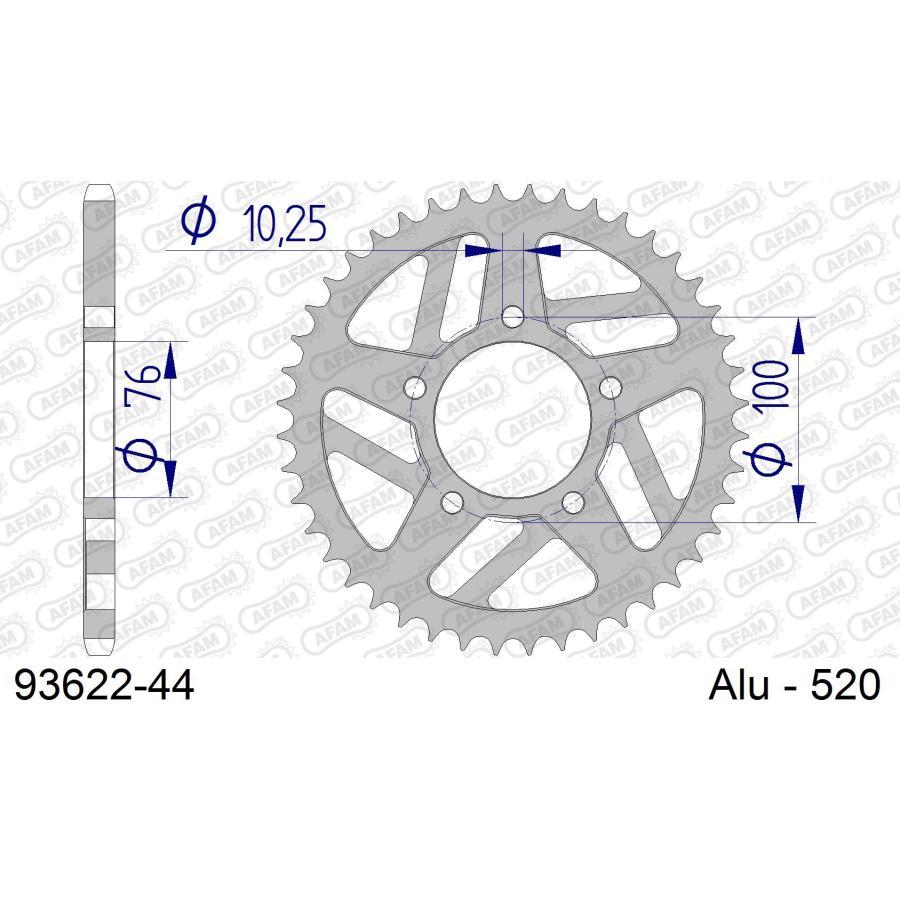[特価品]アファム Rスプロケット アルミ 520-44 BST/マルケジーニ/OZ 93622-44 | 