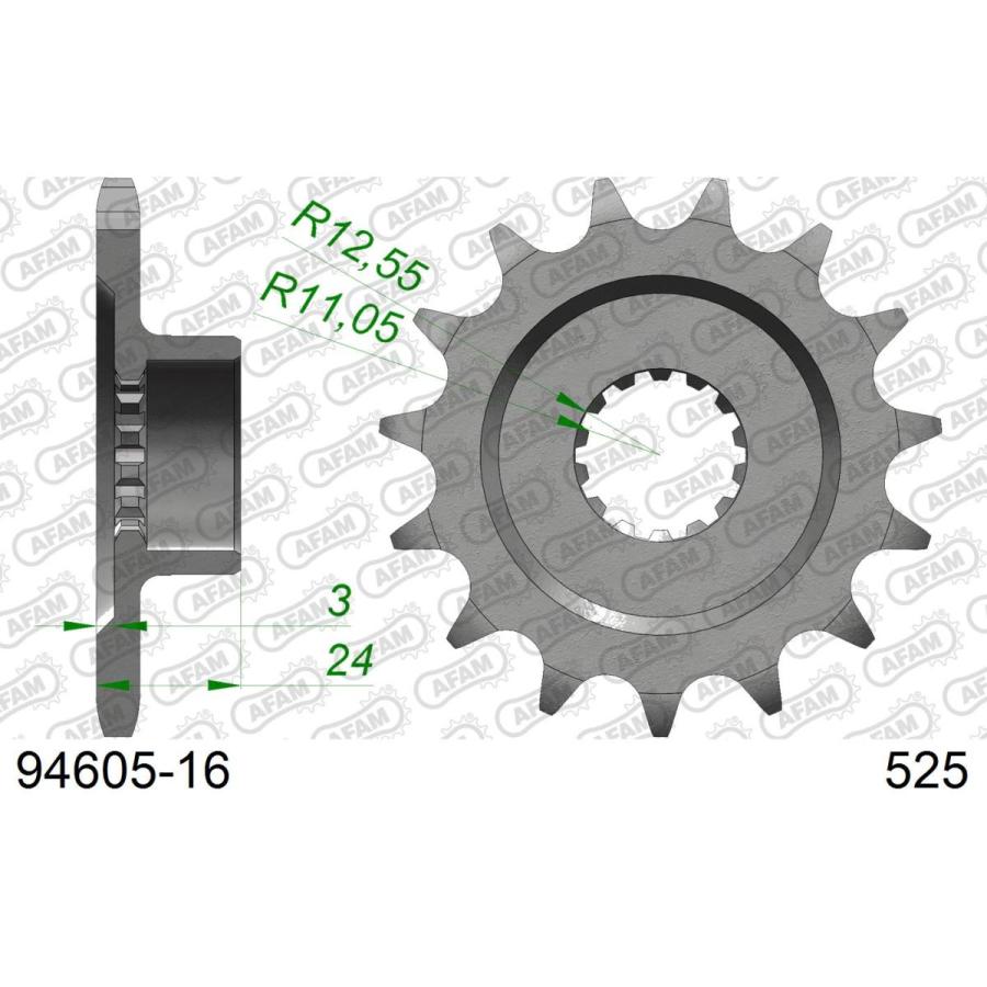 AFAM (アファム) フロントスプロケット 525-16 910 BRUTALE 989 R BRUTALE 1000 F4 1078 RR F4 94605-16 |  | 03