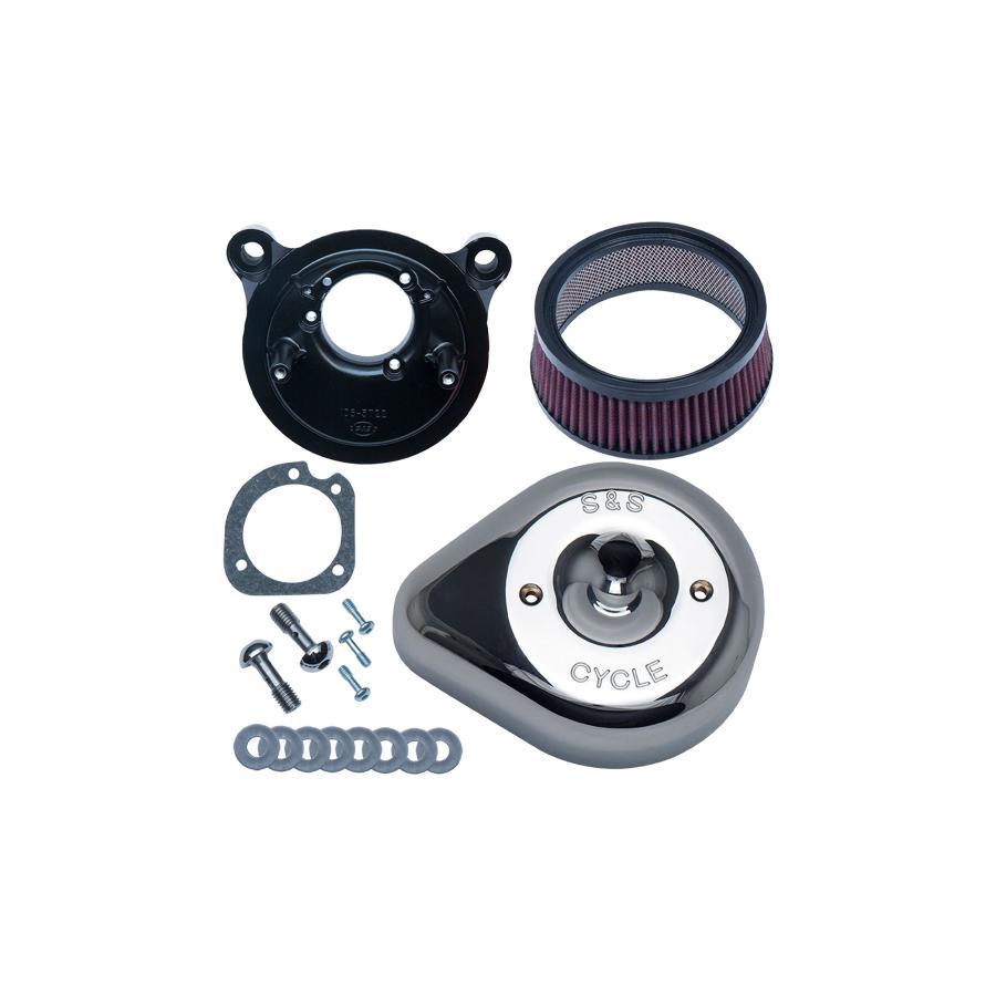 S&S (エスアンドエスサイクル) ステルス エアクリーナーキット ティアドロップ クローム ツインカム(ケーブル2本引) 170-0528 | 