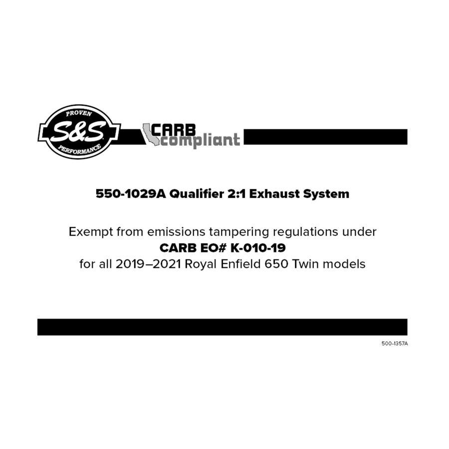 S&S (エスアンドエスサイクル) フルエキゾーストマフラー クオリファイアー 2-1 パフォーマンス エグゾーストシステム Royal Enfield 650 Twins 550-1029A |  | 03