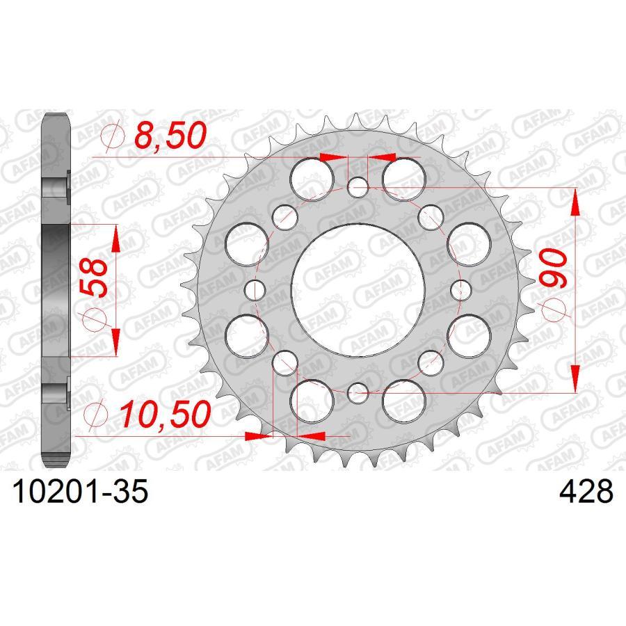 AFAM (アファム) リアスチールスプロケット 428-35 CB125K5/JX 75-81 CB125N 79 CB125S 76-85 CB125S3 76-85 10201-35 |  | 01