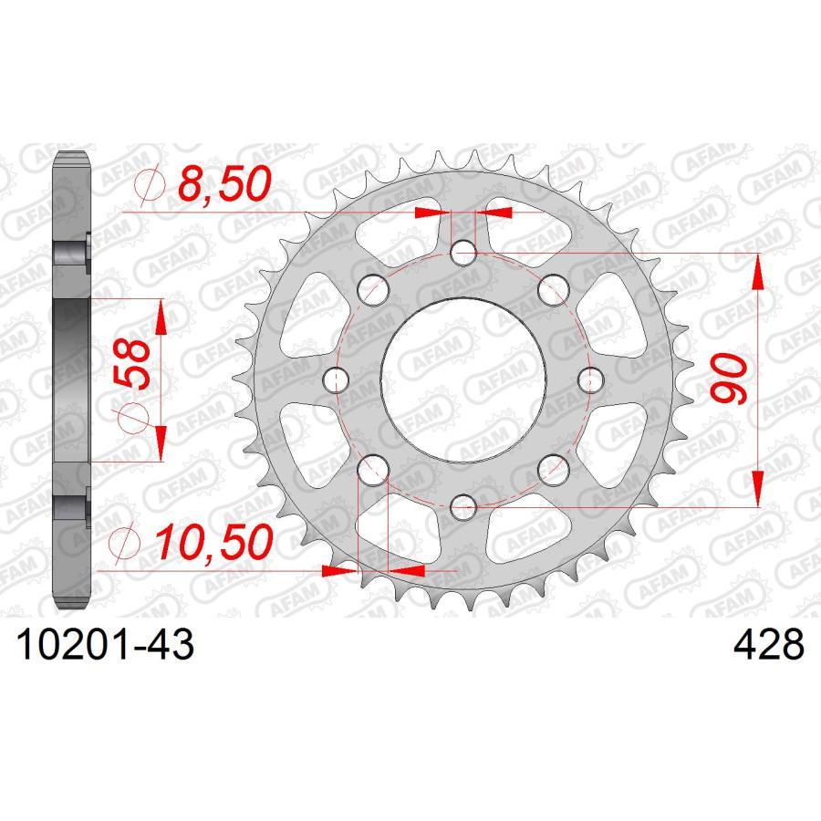 AFAM (アファム) Rスチールスプロケット 428-43 CB125K5/JX 75-81、CB125N 79、CB125S 76-85、CB125S3 76-85 10201-43 |  | 01