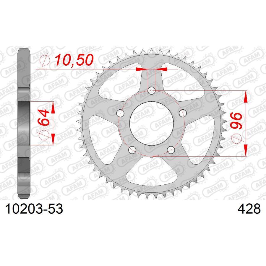 AFAM (アファム) リアスチールスプロケット 428-53 XL125R Pro Link 82-87 10203-53 |  | 01