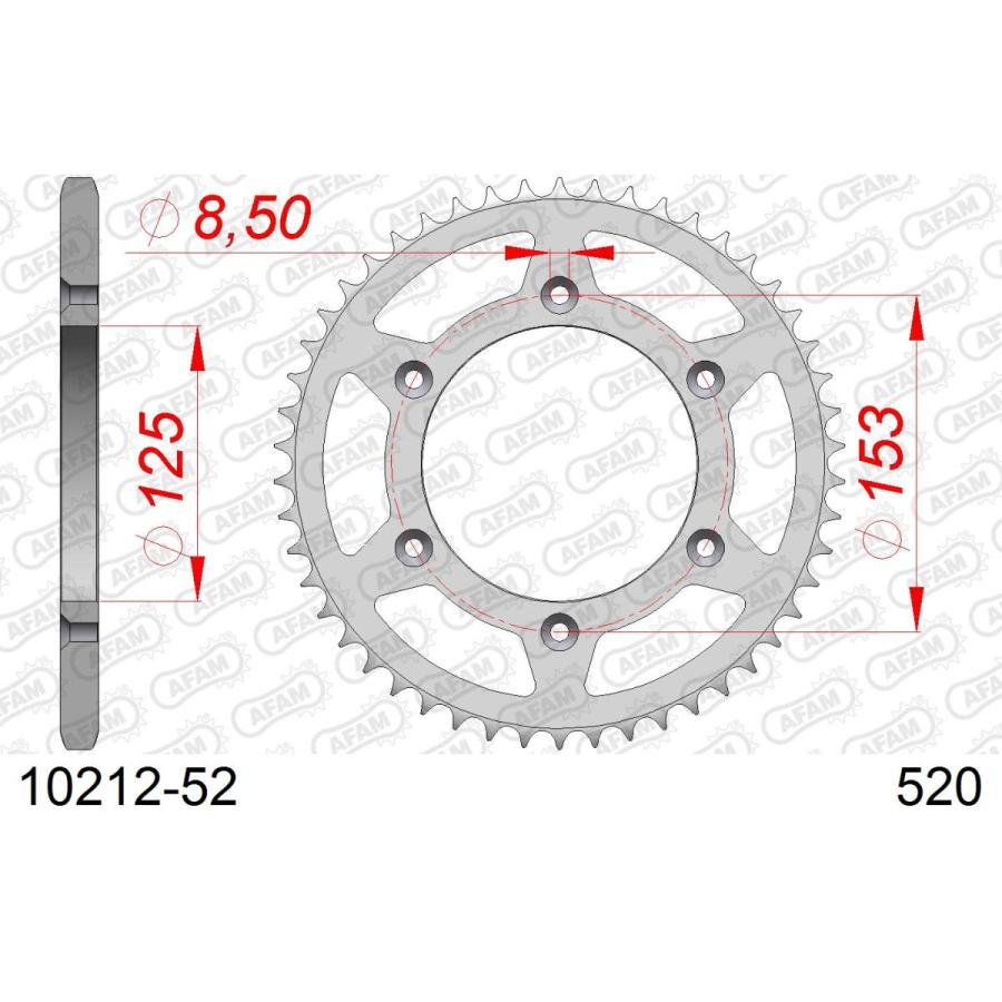 アファム Rスチールスプロケット 520-52 XR650R 00-07、CR500R 88-91、CR500R 92-00、CRF450R 02-1 |  | 01
