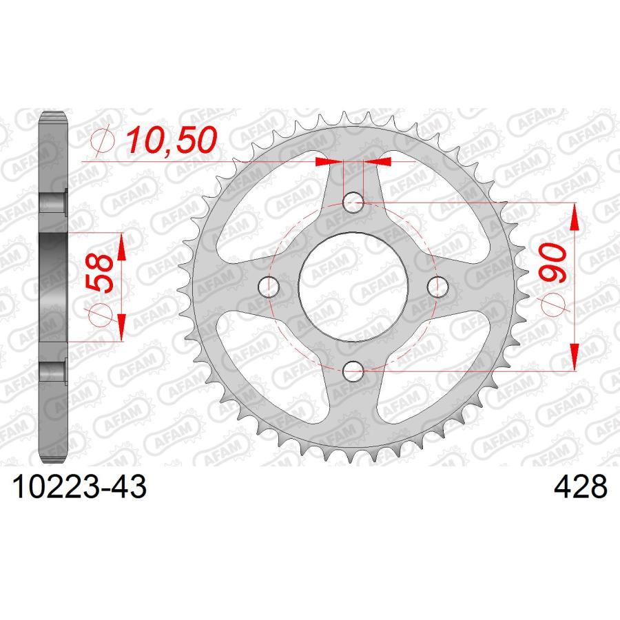 AFAM (アファム) リアスチールスプロケット 428-43 CB125T 78-82/125Zing 07-08/125 Stryker /XL125S 79-82 10223-43 |  | 01