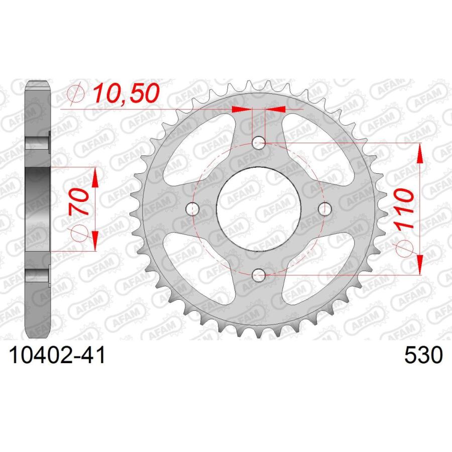 AFAM (アファム) リアスチールスプロケット 530-41 CB400T/N HAWKI/II 81 CB250 N/NA/T1/T2(REAR4H) 78-82 10402-41 |  | 03