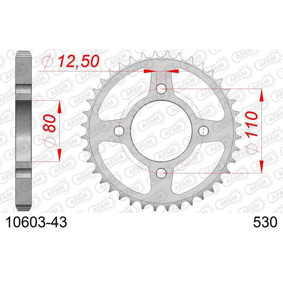 AFAM (アファム) リアスチールスプロケット 530-43 CB750FOUR(K1) 70/CB750FOUR(K2-K6) CB750FOURI 76 10603-43 |  | 01