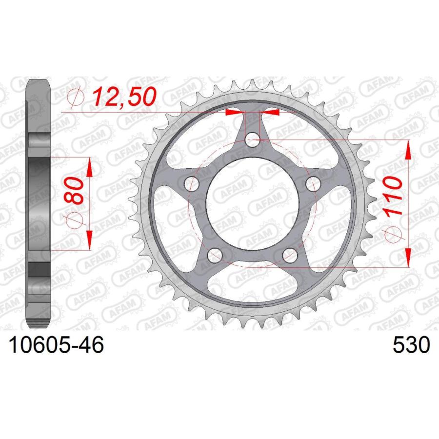AFAM (アファム) Rスチールスプロケット 530-46 CB750FA/B/C(国内) 80-83、CB750FA/B/C(海外) 80-83 10605-46 |  | 01
