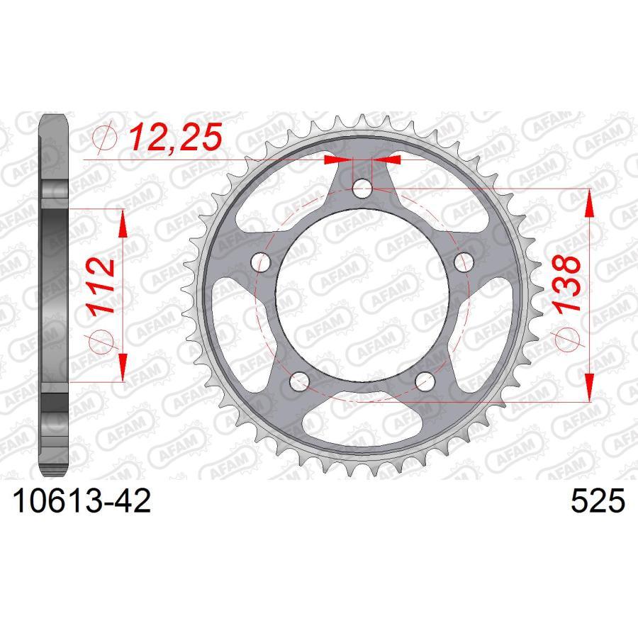 AFAM (アファム) リアスチールスプロケット 525-42 VTR1000F(国内) 97-03,HオレンジET CB600F(海外) ABS 10613-42 |  | 01