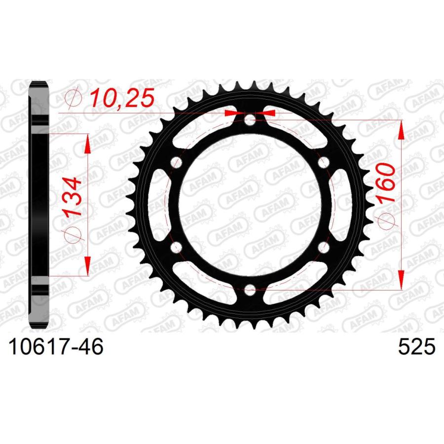 アファム Rスチールスプロケット 525-46 CBR600F4i 01-03/CBR600FS 01-02/CBR600RR 03-06 10617 |  | 01