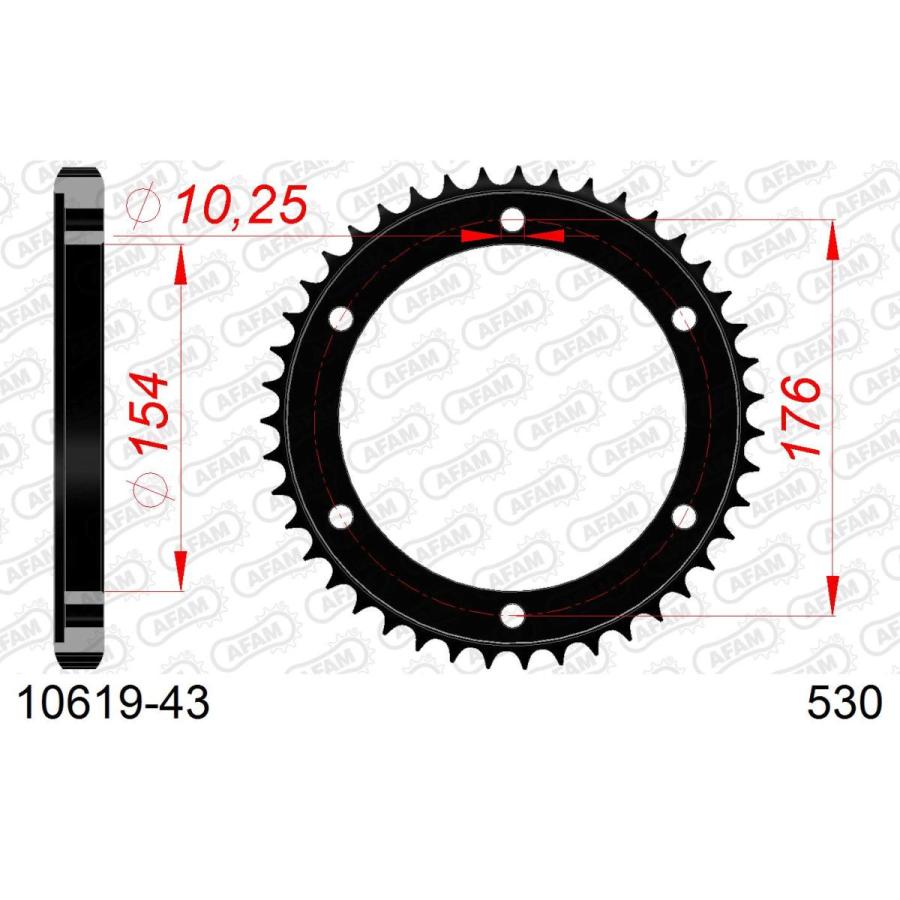 AFAM (アファム) Rスチールスプロケット 530-43 VFR800(海外) 02-11/VFR800X CROSSRUNNER 10619-43 |  | 01