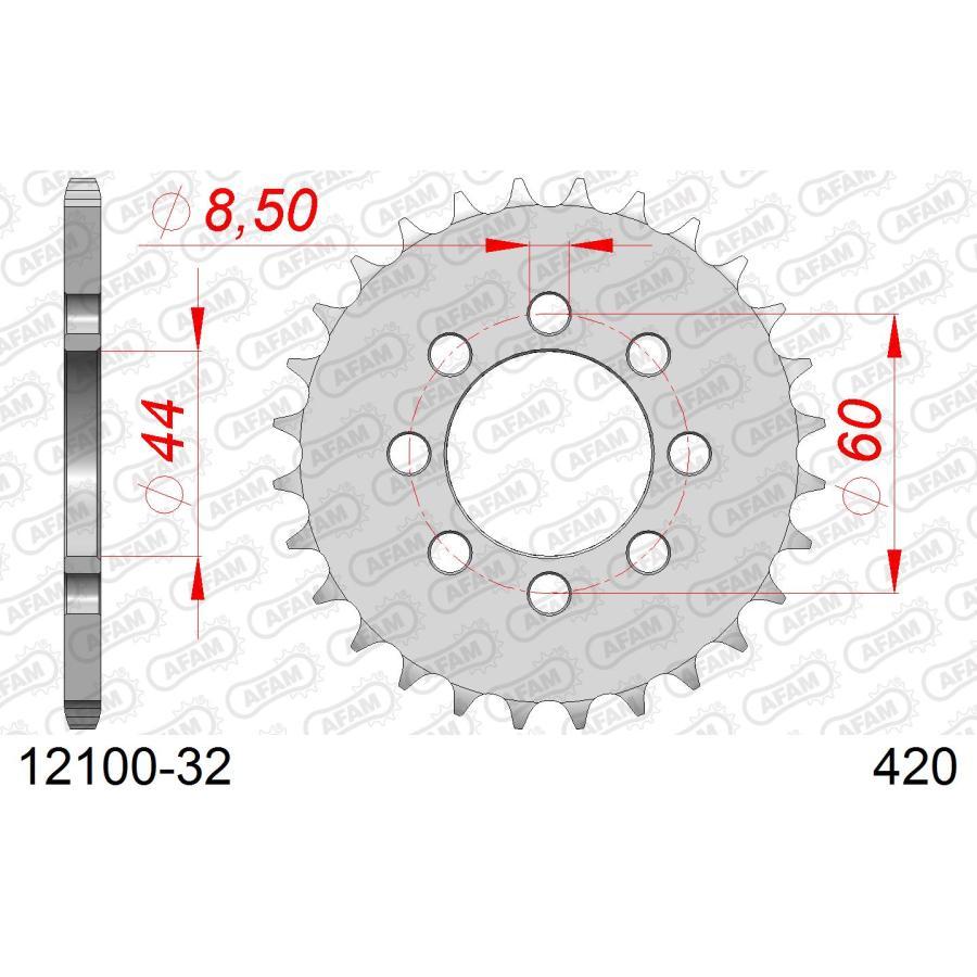 AFAM (アファム) リアスチールスプロケット 420-32 YSR80 88 Chappy50 82-86 YSR50 86- DT50 84- 12100-32 |  | 01