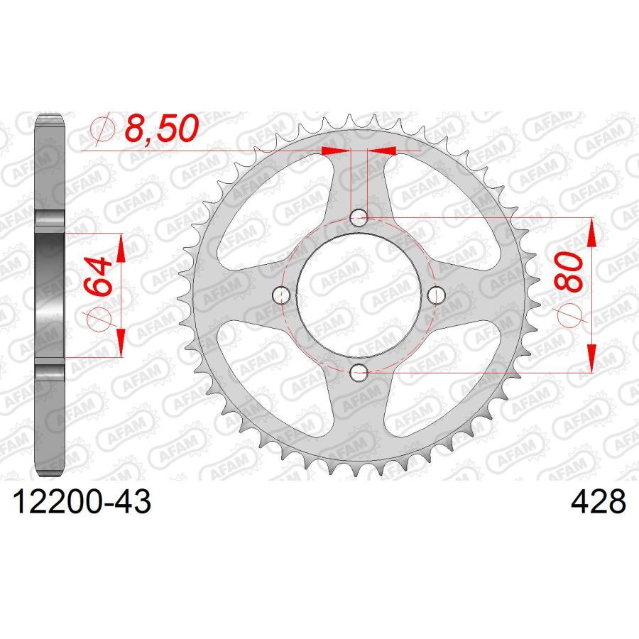 AFAM (アファム) リアスチールスプロケット 428-43 YBR125 4 FT YBR125 3D92. 27S1.4P27 12200-43 |  | 01