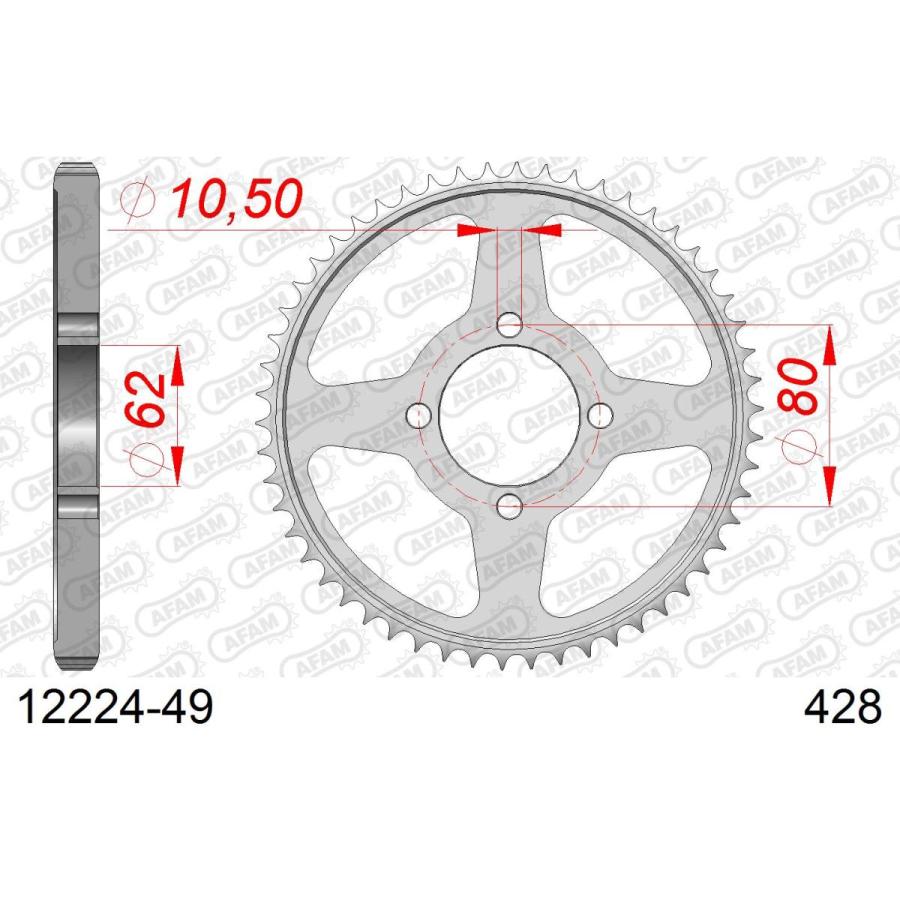 AFAM (アファム) Rスチールスプロケット 428-49 TTR125 02-06/TTR125 LARGE WHEEL 12224-49 |  | 01