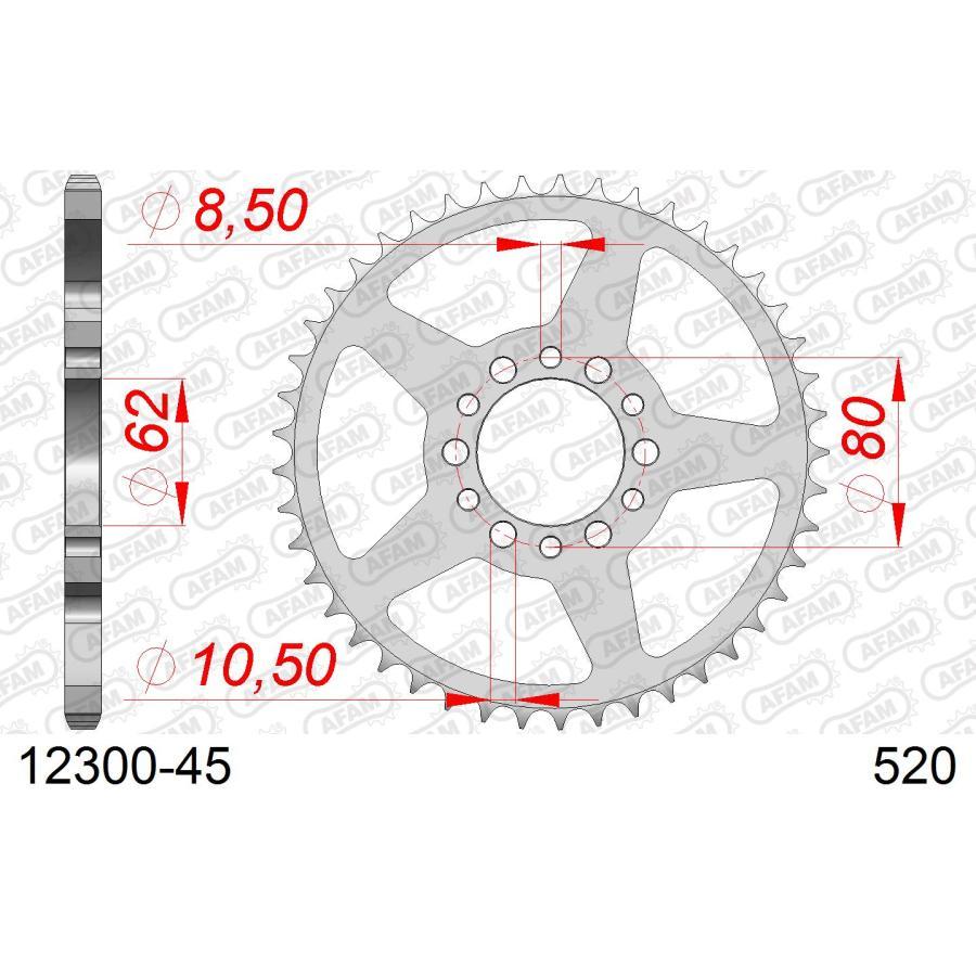AFAM (アファム) リアスチールスプロケット 520-45 XT250 80-83 12300-45 |  | 01