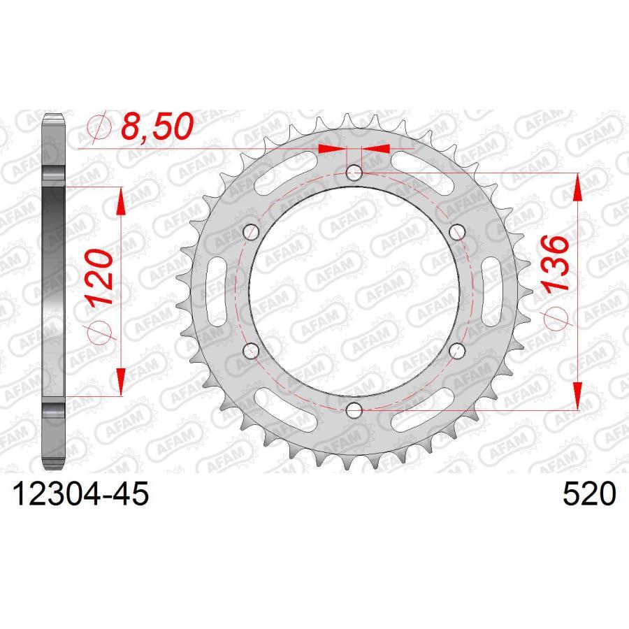 AFAM (アファム) リアスチールスプロケット 520-45 SZR660 96-98 RD350LC 31K 83-85 TDR250 88-90 12304-45 |  | 01