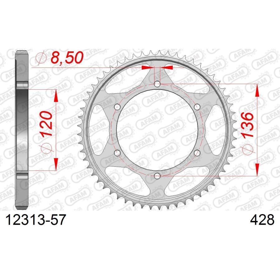 AFAM (アファム) リアスチールスプロケット 428-57 FZR400R TZR125R TZR125RR 94-97 12313-57 |  | 01