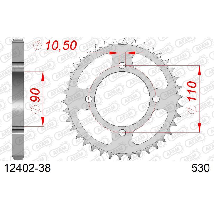 AFAM (アファム) リアスチールスプロケット 530-38 XS400DOHC 82-88 12402-38 |  | 01