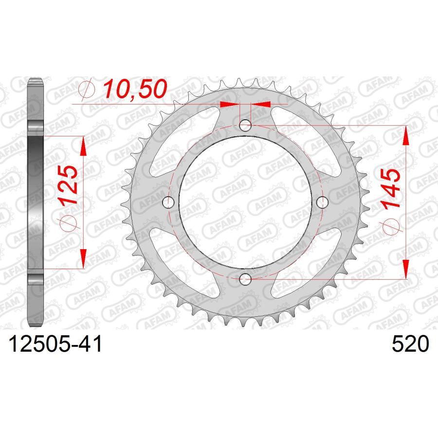 AFAM (アファム) リアスチールスプロケット 520-41 XV250 VIRAGO 89-03 TT600E 96-00 TT600R 12505-41 |  | 01