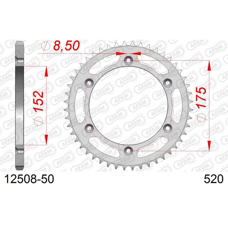AFAM (アファム) Rスチールスプロケット 520-50 TT350 86-87、TT250S 、TT-R250 99-06、WR250 89-90、WR250Z91-99 12508-50 |  | 01