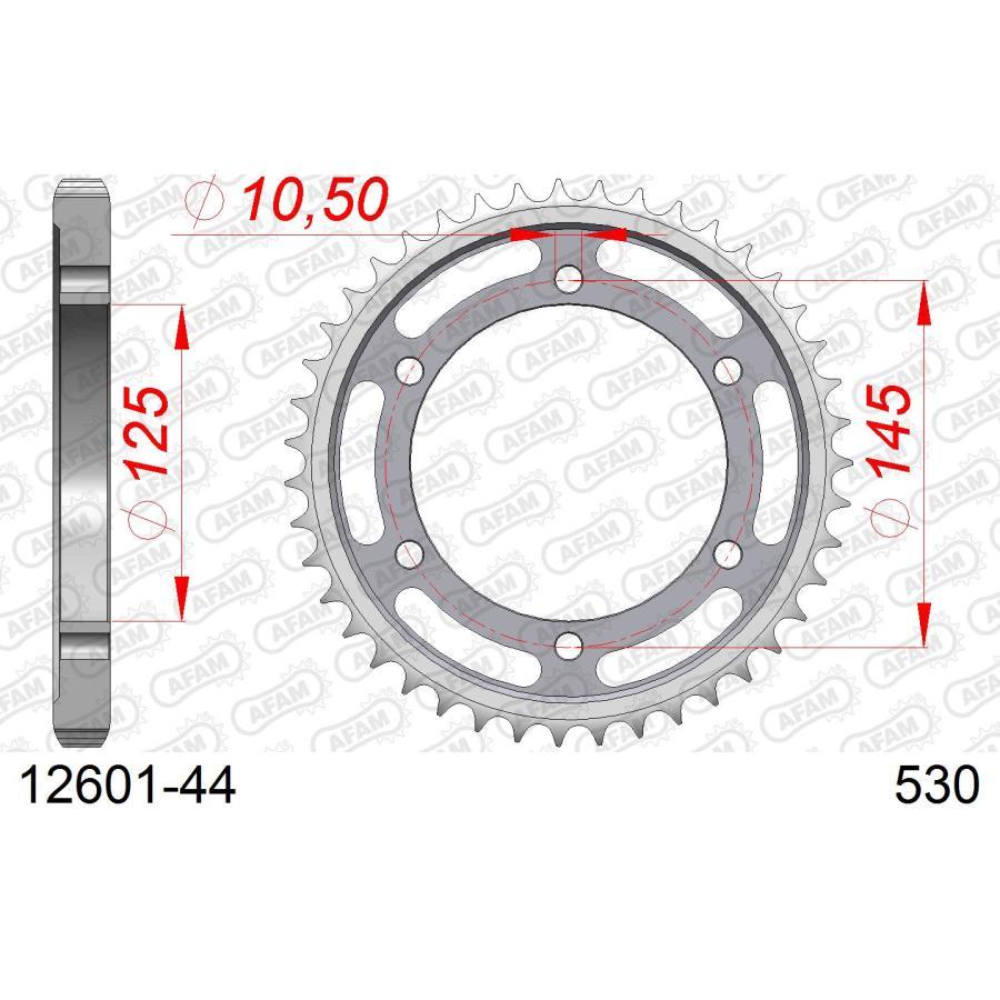 AFAM (アファム) リアスチールスプロケット 530-44 FZ750 FZX750 Fazer FZR600 89-93 12601-44 |  | 01