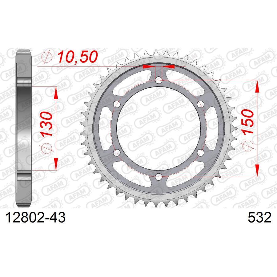 AFAM (アファム) リアスチールスプロケット 532-43 XJR1200 YZF1000Thunderace FZR1000 87-88 12802-43 |  | 01