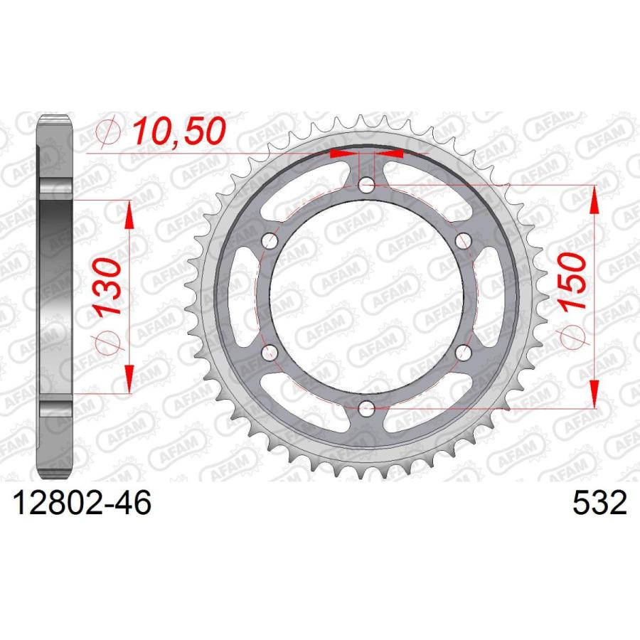 AFAM (アファム) Rスチールスプロケット 532-46 XJR1200 94-97/YZF1000Thunderace 96-97/FZR1000 87-88 12802-46 |  | 01