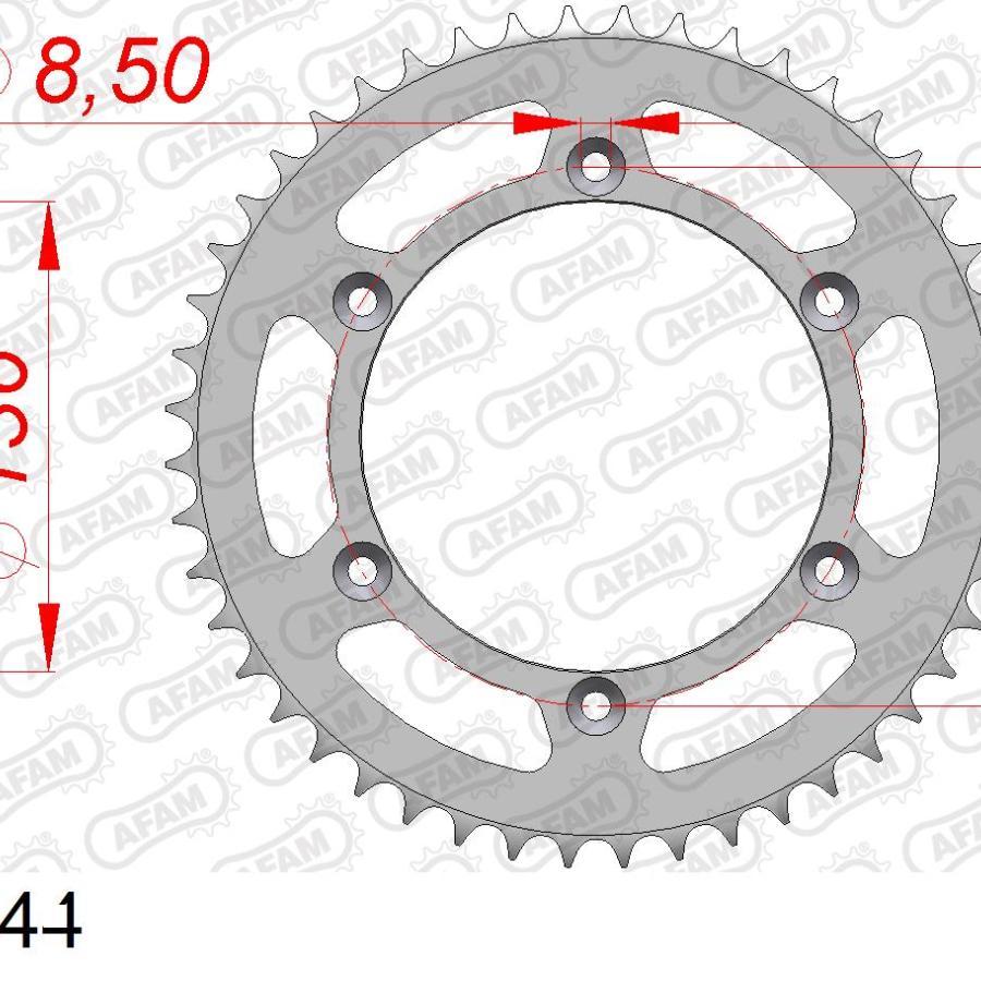 AFAM (アファム) リアスチールスプロケット 520-44 WRK240/260 89、DR350S 90-93、DR350SE 94 14206-44 |  | 01