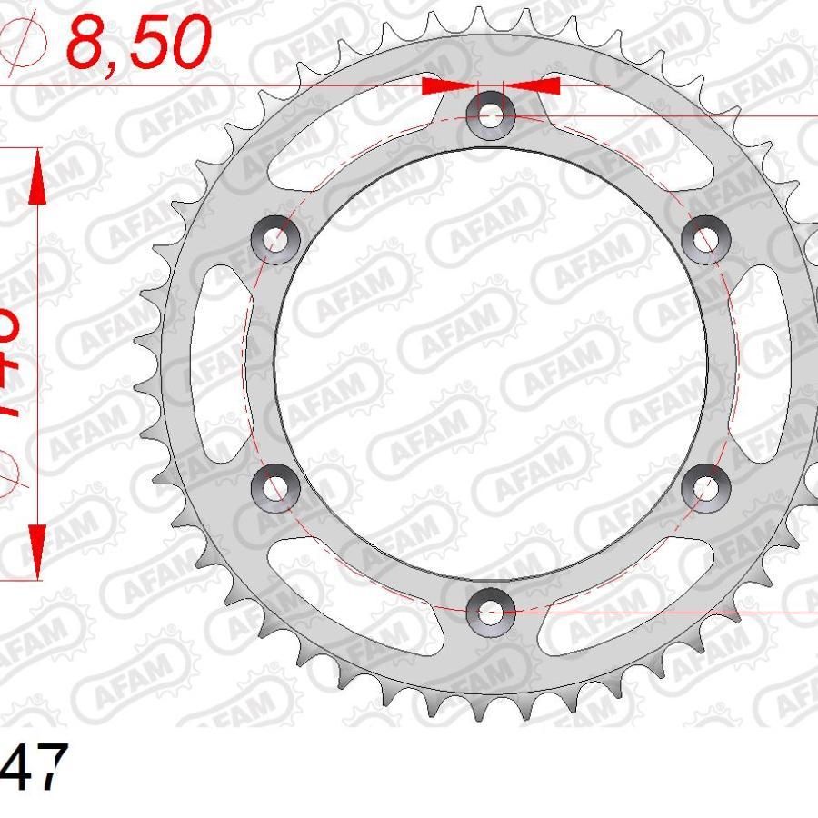 AFAM (アファム) リアスチールスプロケット 520-47 500 T4 87-90 350 T4 87-92 DR800S 89-93 DR650RSE 90-95 14501-47 |  | 01