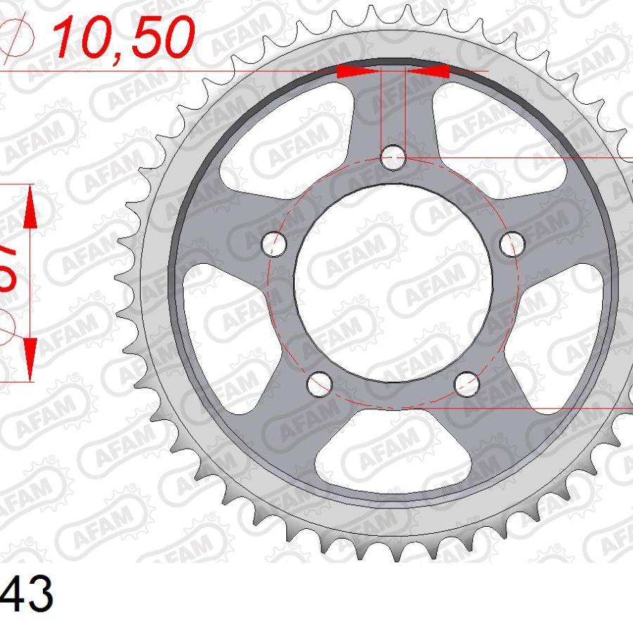 AFAM (アファム) リアスチールスプロケット 530-43 GSXR 1100 530コンバート 86-87、GSXR 1100 J 530コンバート 88 14601-43 |  | 01