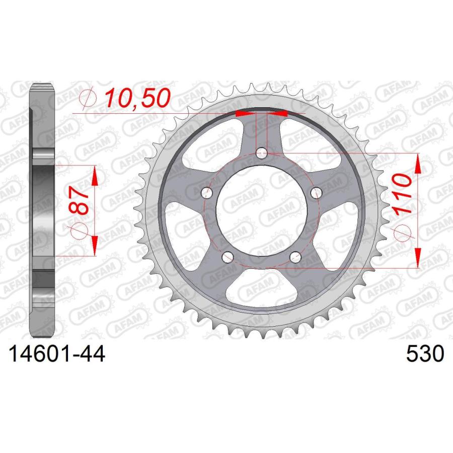 AFAM (アファム) Rスチールスプロケット 530-44 GSXR 1100 530コンバート 86-87、GSXR 1100 J 530コンバート 88 14601-44 |  | 01
