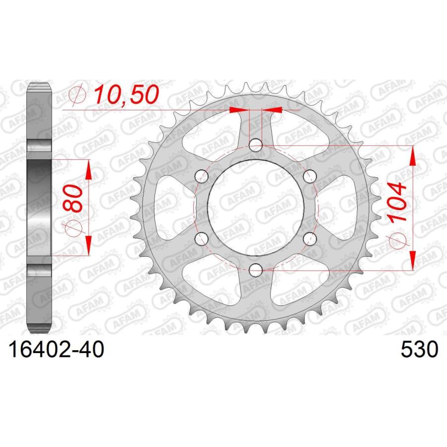 AFAM (アファム) リアスチールスプロケット 530-40 Z750B1-4/Y1/2/LTD 76-82 KZ650Ltd 77-80 Z650 C1-C3 78-79 16402-40 |  | 01