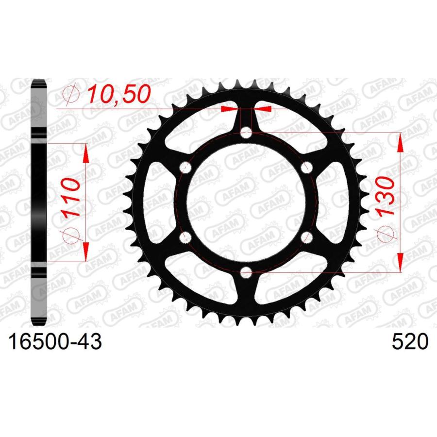 AFAM (アファム) リアスチールスプロケット 520-43 ZEPHYR400 ZEPHYR400＆Chi; NINJA250R 16500-43 |  | 01