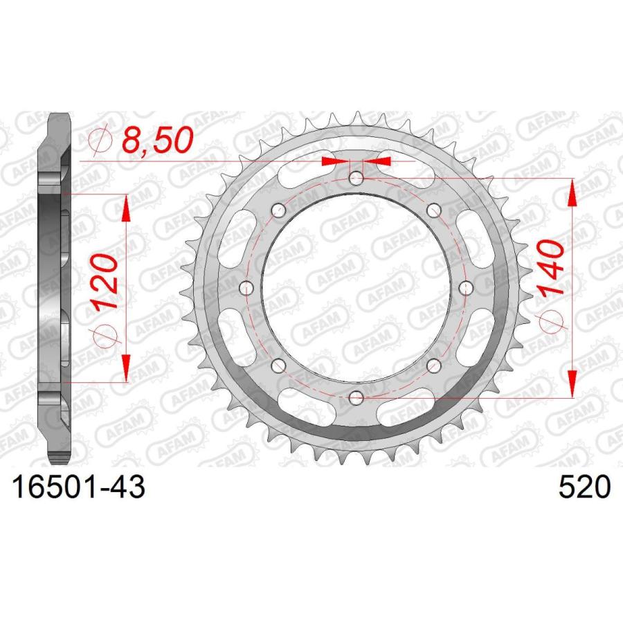 [特価品]アファム Rスチールスプロケット 520-43 KLR600 84-95 16501-43 |  | 01