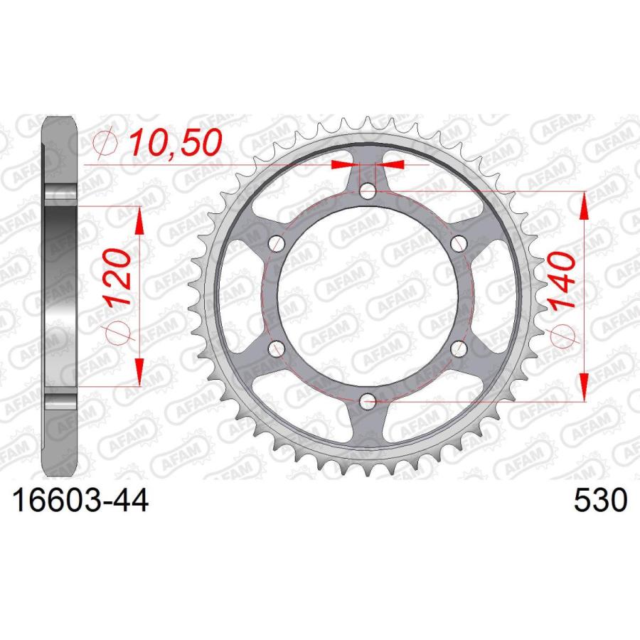 AFAM (アファム) Rスチールスプロケット 530-44 GSXR1300R Hayabusa 99-07/ZZR400 KLEEN 01-06 16603-44 |  | 01