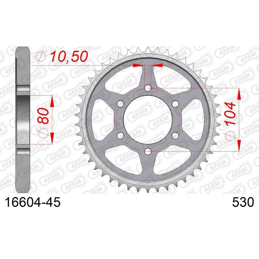 AFAM (アファム) リアスチールスプロケット 530-45 ZRX1200R/S 01-06 ZX-12R Ninja 16604-45 |  | 01