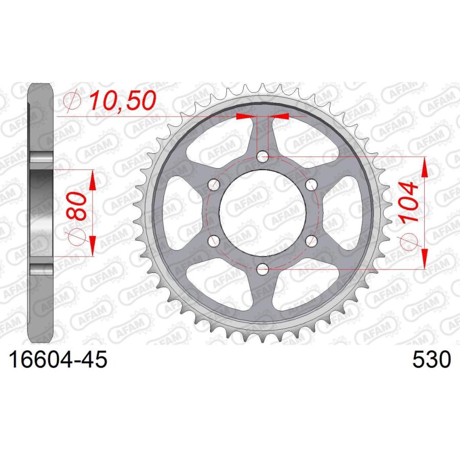 AFAM (アファム) リアスチールスプロケット 530-45 ZRX1200R/S 01-06 ZX-12R Ninja 16604-45 |  | 01