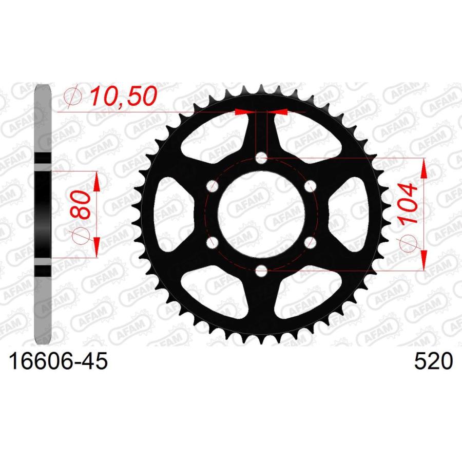 AFAM (アファム) Rスチールスプロケット 520-45 Z750/S 04-、ER-4n 11-、NINJA400R/ABS 16606-45 |  | 01