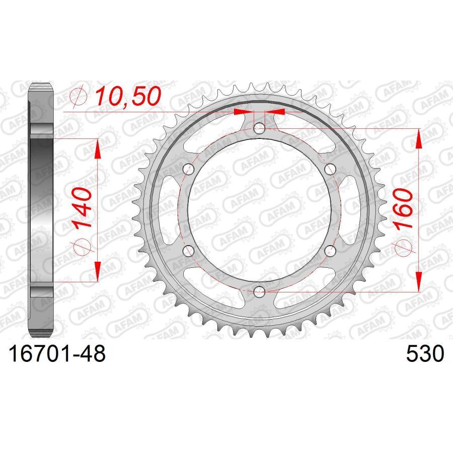 AFAM (アファム) リアスチールスプロケット 530-48 ZEPHYR1100/RS 92-06 ZRX1100/II 97-00 GPZ900R 16701-48 |  | 01