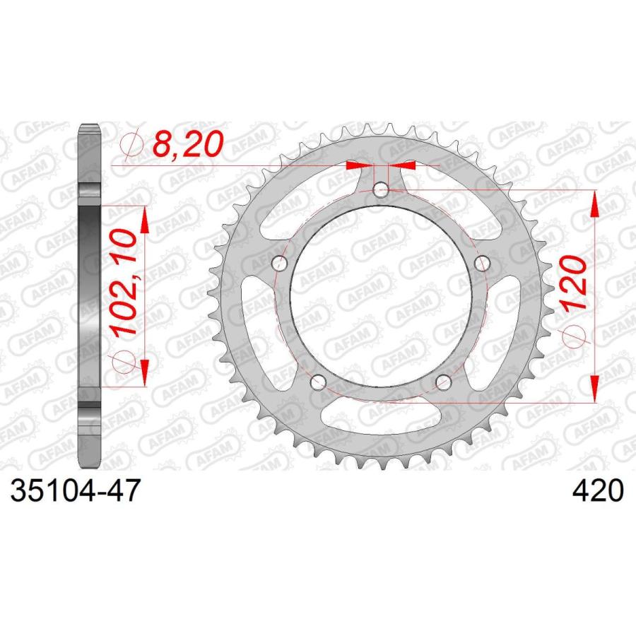 アファム Rスチールスプロケット 420-47 50RS 99-05/50 TUONO 03-05 35104-47 |  | 01