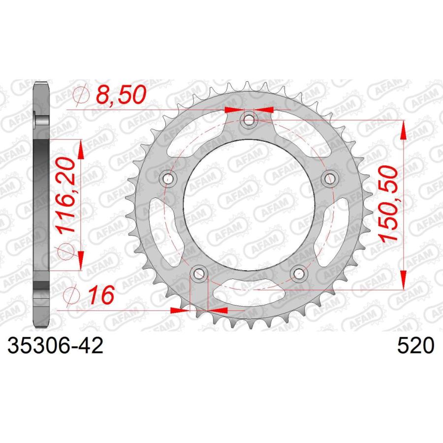 AFAM (アファム) Rスチールスプロケット 520-42 250RS 95-03 35306-42 |  | 01