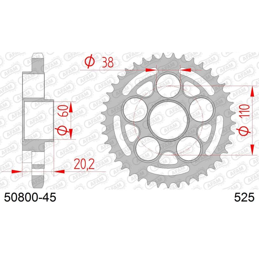 アファム Rスチールスプロケット 525-45 1100EVO/SP HYPER MOTARD 10-11、1100S HYPER MOTARD 07 |  | 01