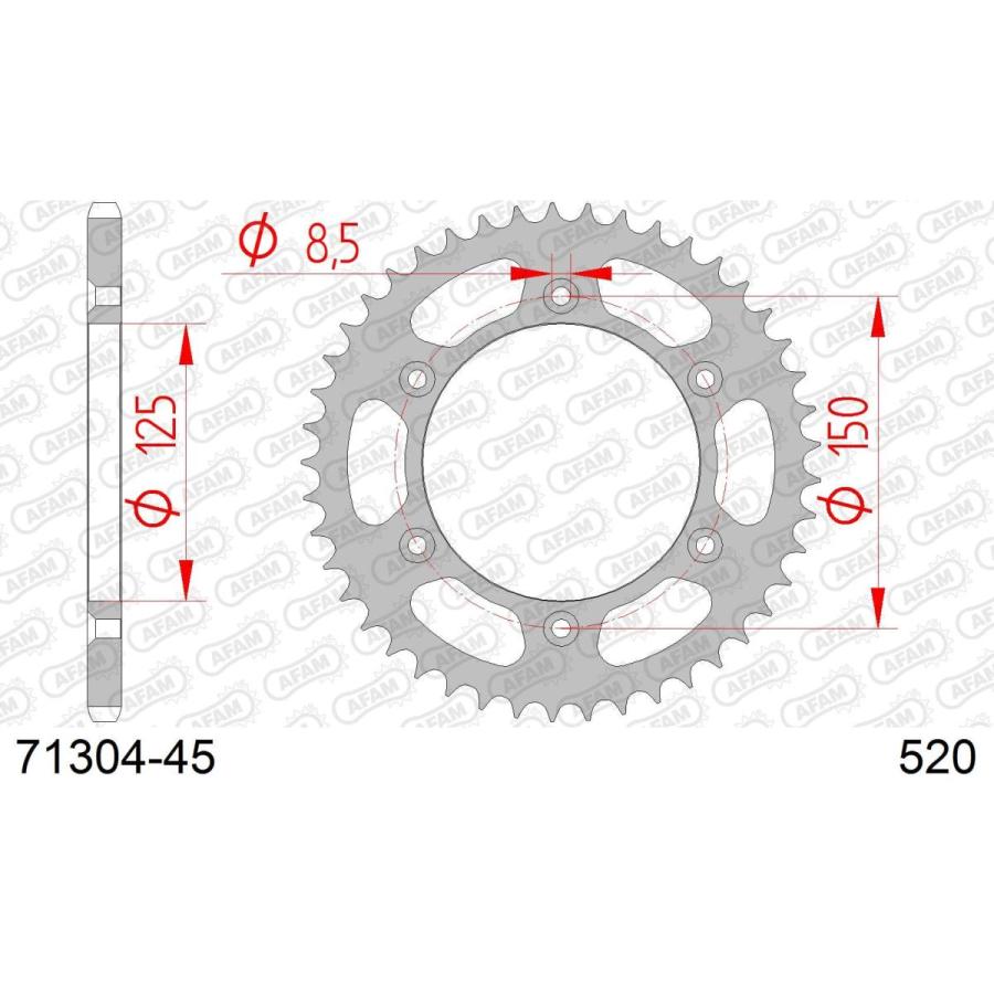 アファム Rスチールスプロケット 520-45 690SMC 07-10、690Supermoto/R 07-10、690RALLY 07-08 71 |  | 01