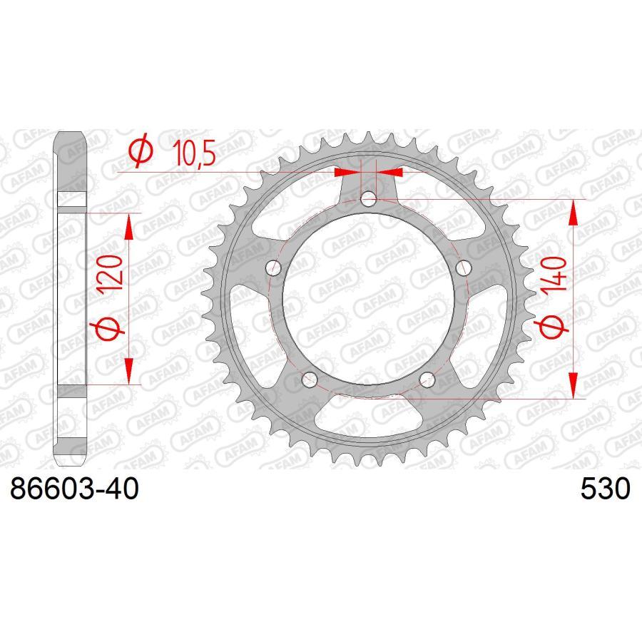 AFAM (アファム) Rスチールスプロケット 530-40 GSX1300R 08-17/GSX-R1000 01-08/Bandit1250/S/F 07-17 86603-40 |  | 01