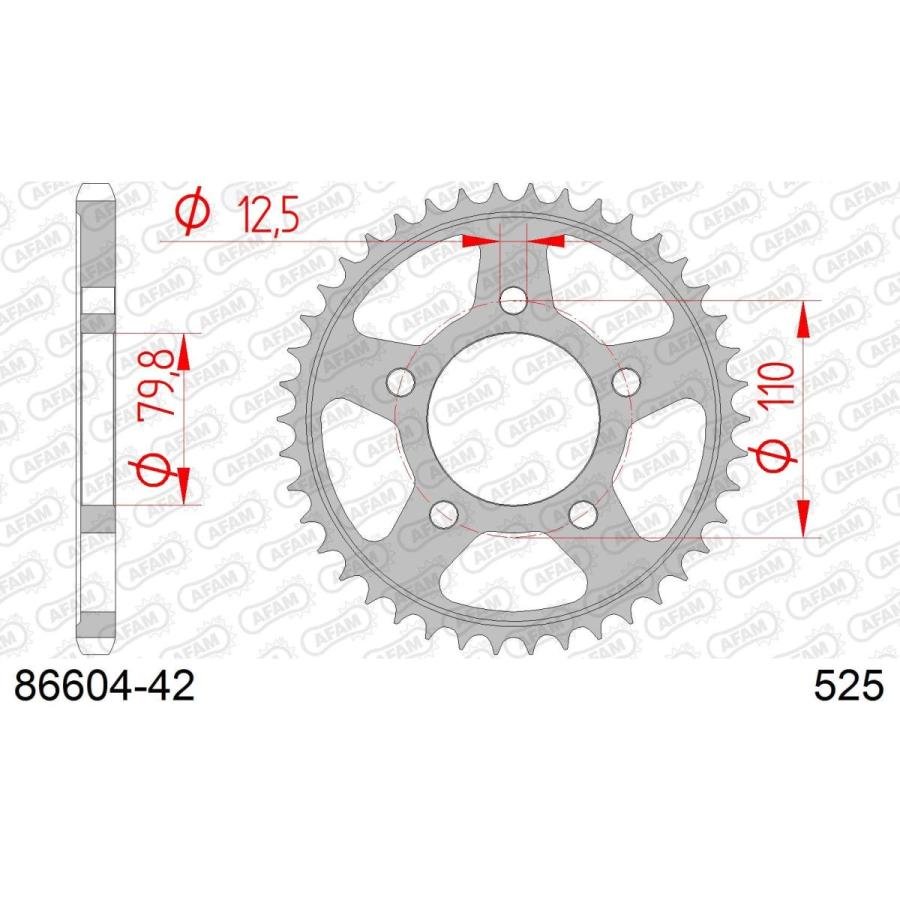 アファム Rスチールスプロケット 525-42 900America 08-11/900 Speedmaster 06-11/800 86604-42 |  | 01