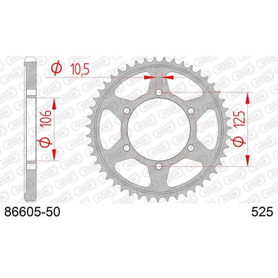 アファム Rスチールスプロケット　525-50 675Daytona 06-11/675 Street triple 07-11 86605-50 |  | 01