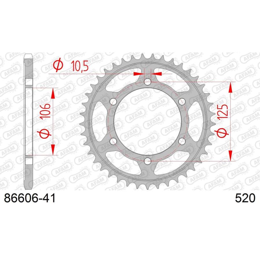 AFAM (アファム) Rスチールスプロケット 520-41 Bonneville900 17-21/T100 22-23/Street scrambler 900 17-22 86606-41 |  | 07