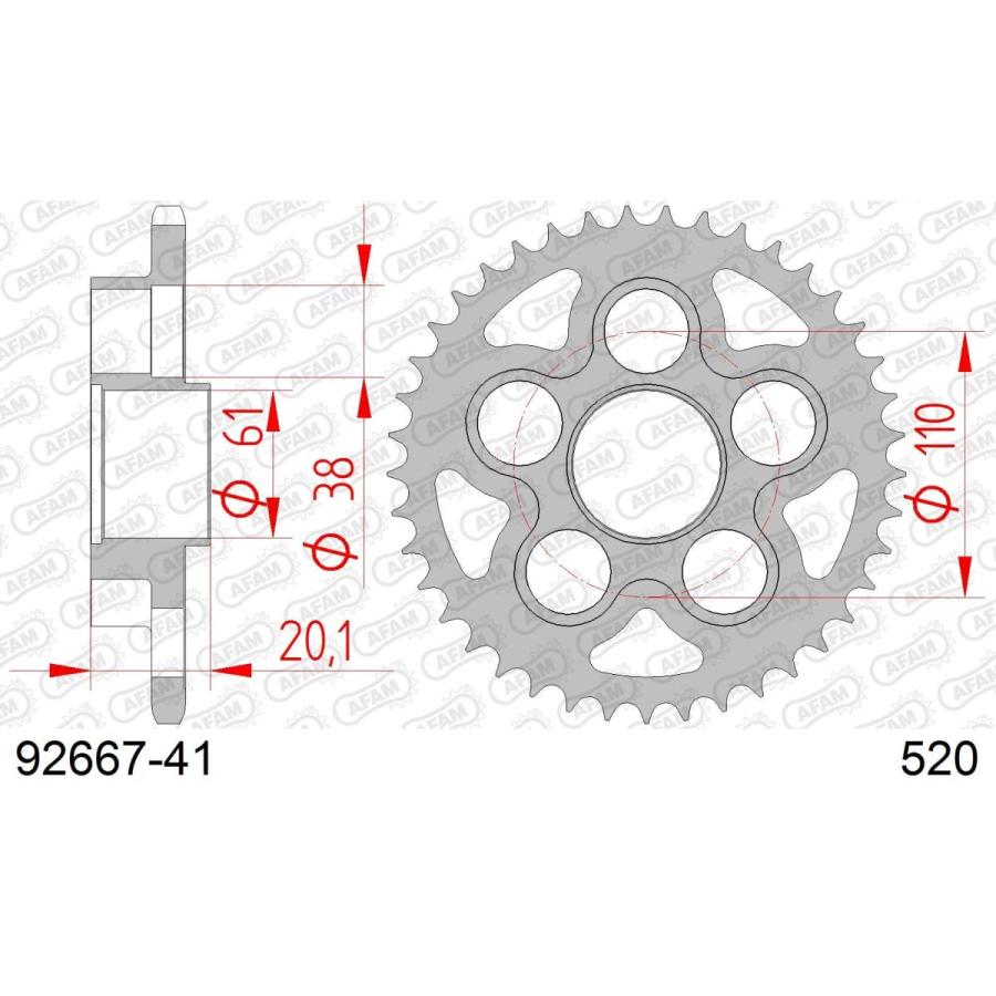 [特価品]アファム Rスチールスプロケット 520-41 F4 SPR 03-04、Brutale 01-02 92667-41 |  | 01